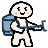 Pixel water hero with a backpack water gun